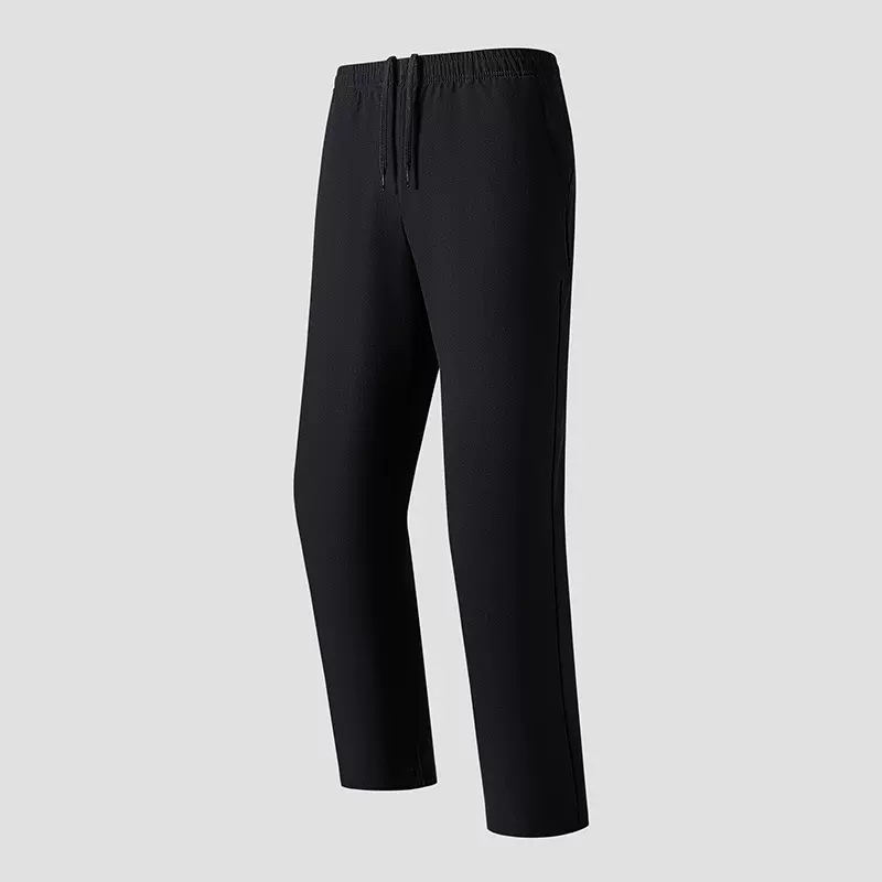 新品商务休闲裤松紧裤腰直筒男款秋季情侣工作服定制梭织长裤修身