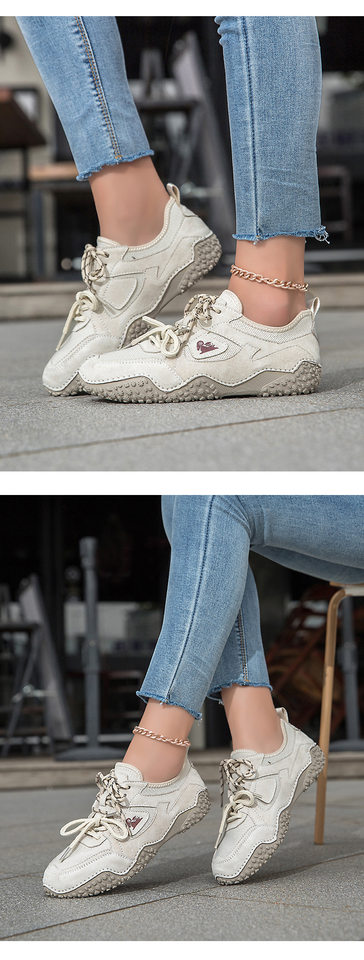 Giày thể thao unisex cỡ lớn da thật mũi tròn, đế bệt, dây thun, phong cách năng động — 6887 màu cát, 6887 nâu, 6887 rượu vang đỏ chi tiết 10