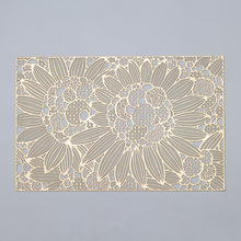 简约方形向日葵PVC镂空餐垫欧式轻奢防水防油防滑防油隔热垫桌垫