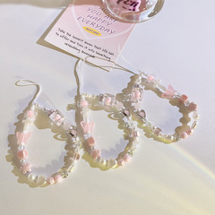 日韓ins蝴蝶花朵方塊短款手繩吊墜鏈通用手機殼ccd相機繩手機掛繩