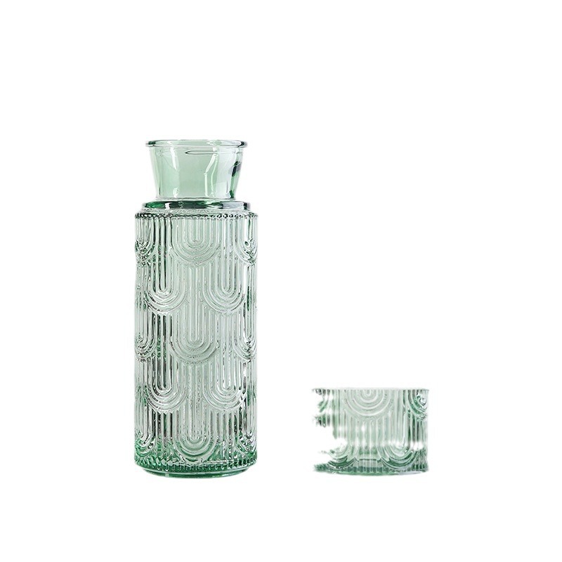 Europa retro vertical de gran capacidad de vidrio fría tetera de agua fría casera taza de jugo de frutas una taza set