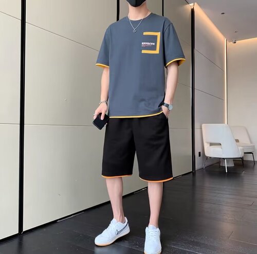 Men's sportswear leisure short-sleeved shorts summer match cool stylish workwear cool sportswear trendy