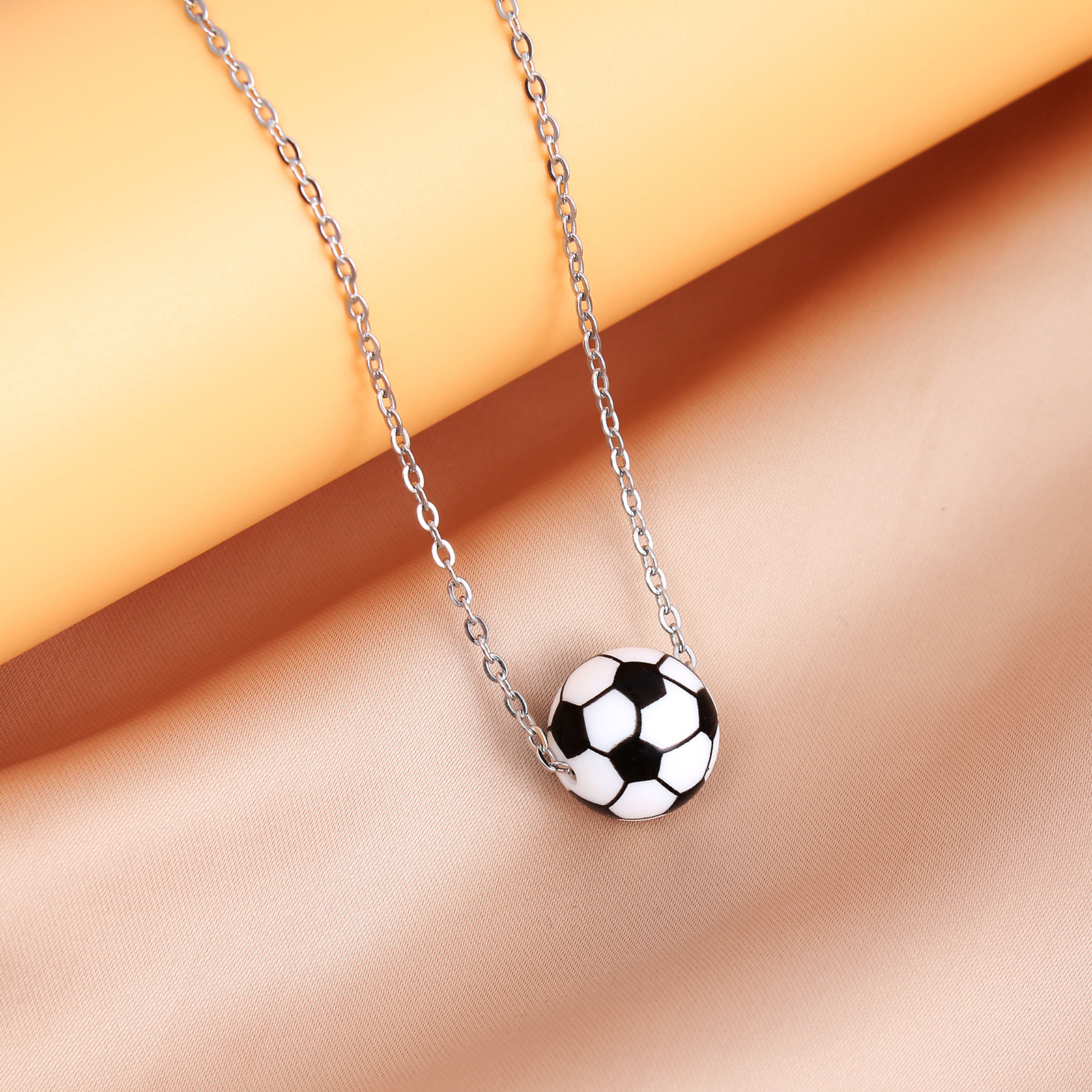 Simple Style Basketball Stainless Steel Silica Gel Pendant Necklace display picture 3