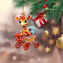 2024圣诞节新款购物车小鹿平面挂坠亚克力车载挂件家居节日装饰品