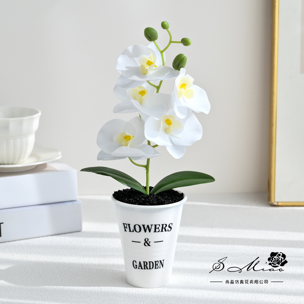 Cinco flores y dos hojas sensación de orquídea mariposa plantación de bonsai creativa decoración del hogar de moda fotografía flores artificiales ornamentos de boda