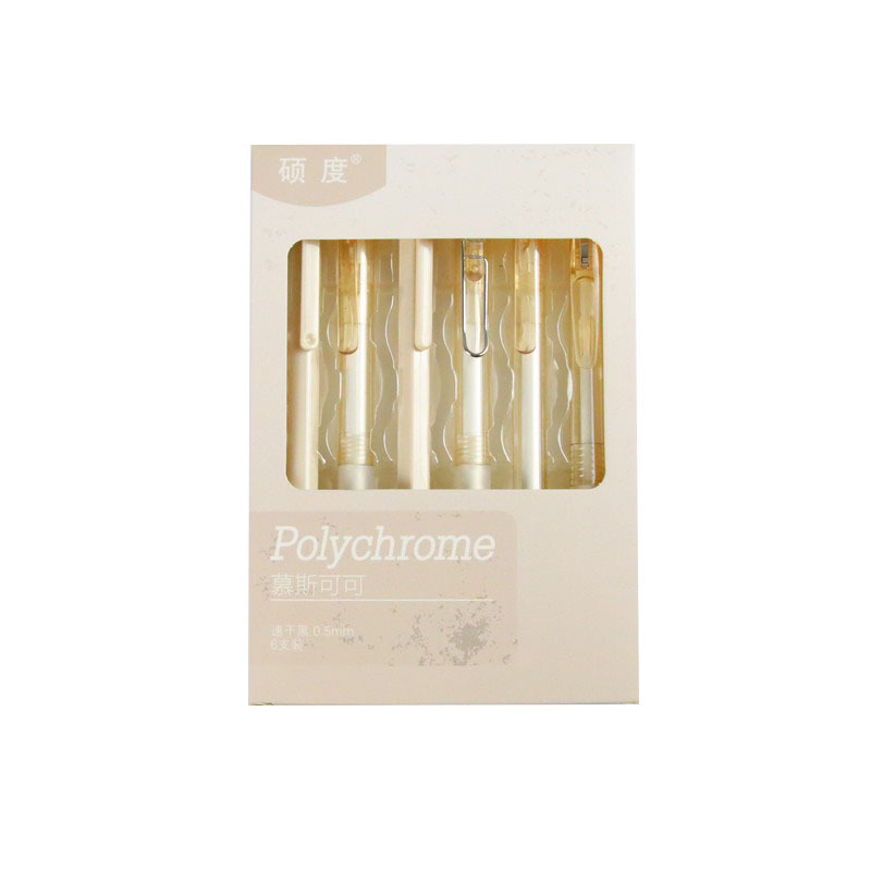 6 piezas en la misma caja de color ST cabeza gel pluma de alta apariencia Oficina papelería pluma de empuje pluma estudiante de agua