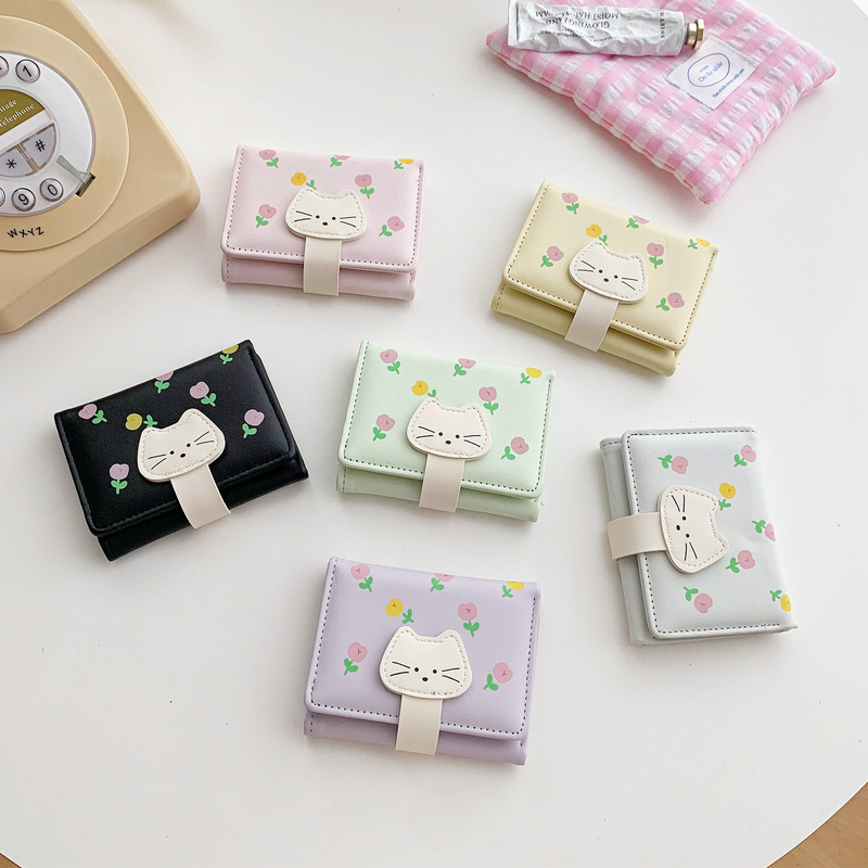 Cat Tulip ~ Simple Multi-Color New Style 70% off Coin Purse for Women, High-End Minimalist Wallet, Cross-Border