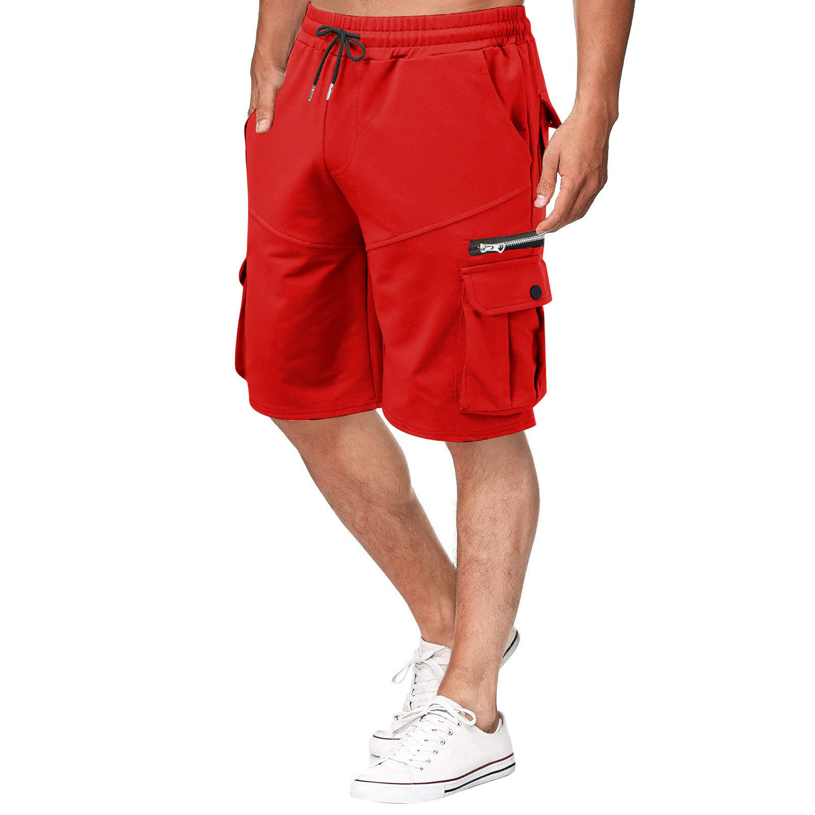 Herr sommar arbetsshorts i bomull, lös passform casual_voghion.com