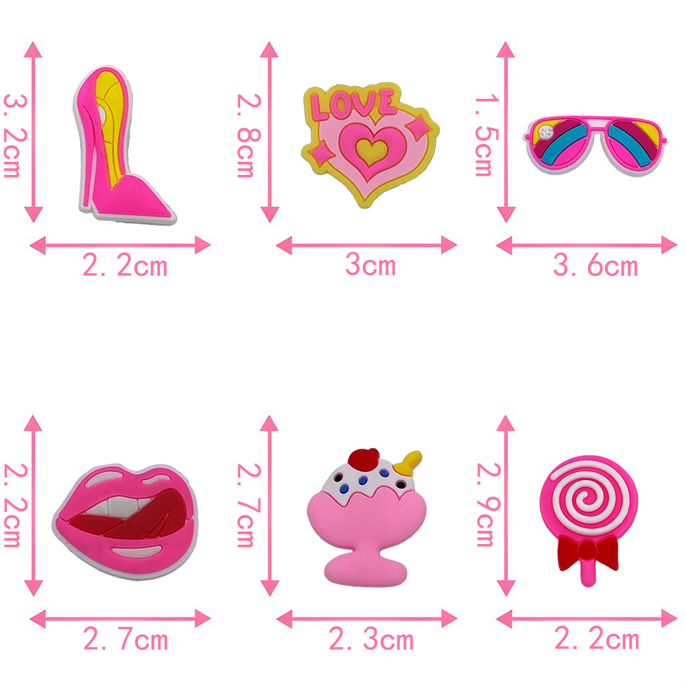 Nuevos dijes rosas para zuecos, clips desmontables para zapatos Crocs para niños y niñas, accesorios DIY para zapatos de jardín.