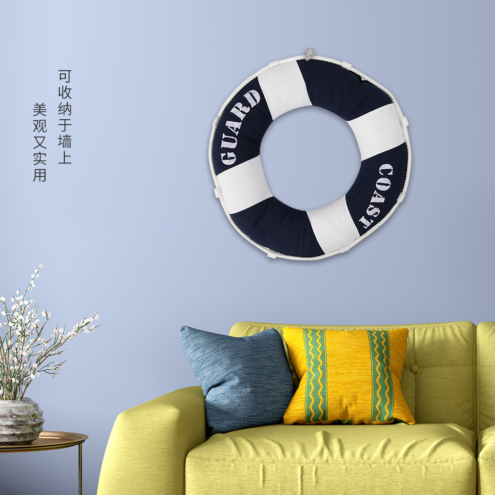 Handmade Mediterranean Ocean Style Cartoon Sailor Life Buoy Hangable Home Fabric Decorative Cushion Pillow