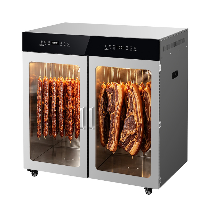 Sausage, cured meat, and spicy sausage double-door stainless steel drying machine, 360-degree rotating cured meat and sausage drying equipment