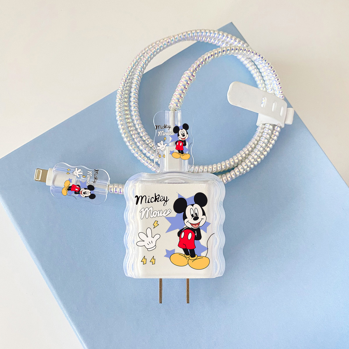 Apple 20w-YT1033 별 배경 미키 오버레이 헤드기어 + 물결선 클립 + 1m 레이저 흰색 로프 + 흰색 스트랩