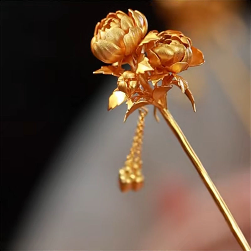 FZ0081 新中式芍华花发簪国风流苏设计感时尚百搭小众国风汉服旗|undefined