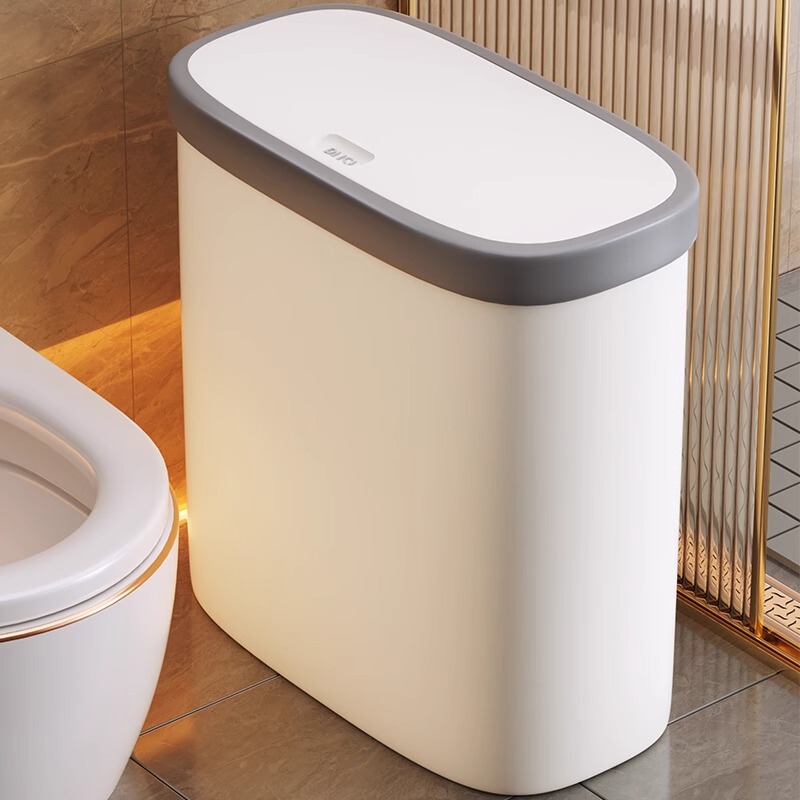 Trash Can for Home Bathroom, Large Capacity for Bedroom, Living Room, Kitchen, Press-Type with Lid, Narrow Gap, Light Luxury Wastebasket