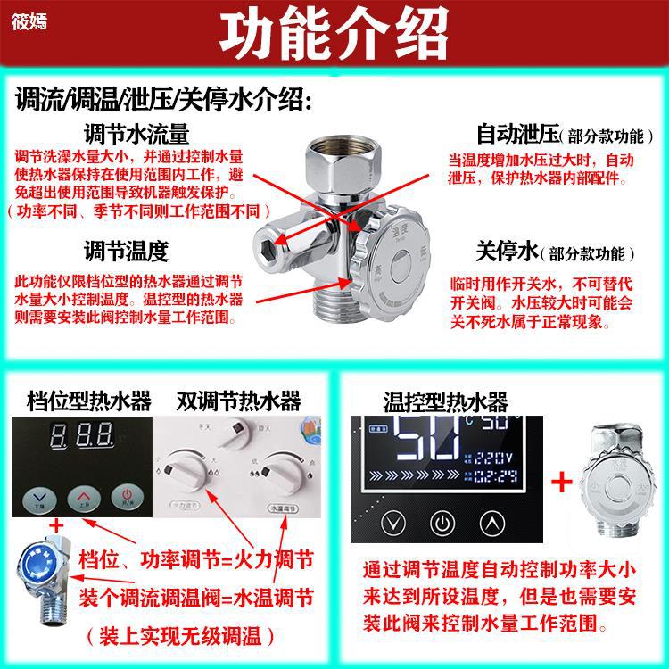 即热式电热水器调节进出水阀泄压开关配件汉诺威格林姆斯哈佛