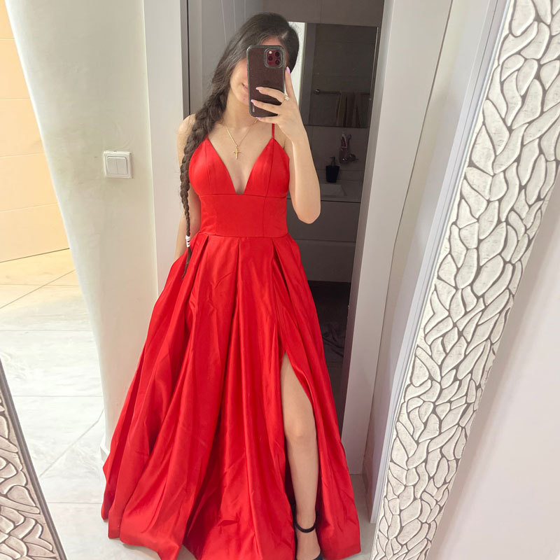 Europa y América Amazon AliExpress deseo Comercio exterior vestido de mujer vestido de novia sexy V-cuello Correa simple vestido largo