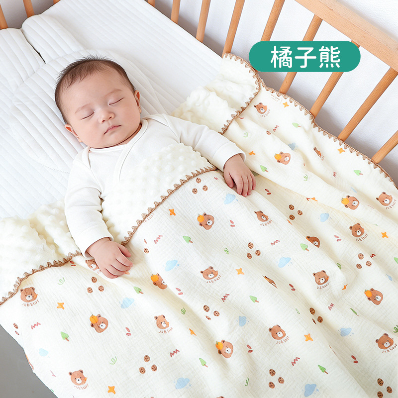 Venta al por mayor de dibujos animados Cuatro Estaciones edredón de bebé crepe manta de frijol recién nacido niños kindergarten edredón de bebé