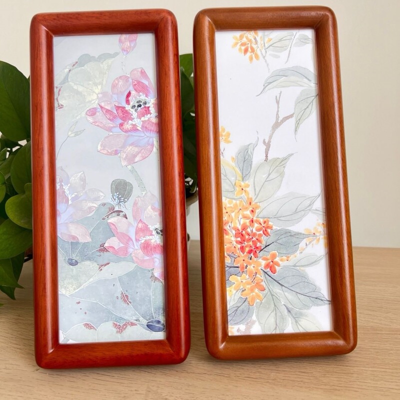 Cherry Wood Solid Wood Photo Frame with Creative Design, High-End Tabletop Frame with Mortise and Tenon Joints, Rounded Corners, Wall-Mounted, Vintage Style, Suitable for Calligraphy and Traditional Chinese Painting, Customizable