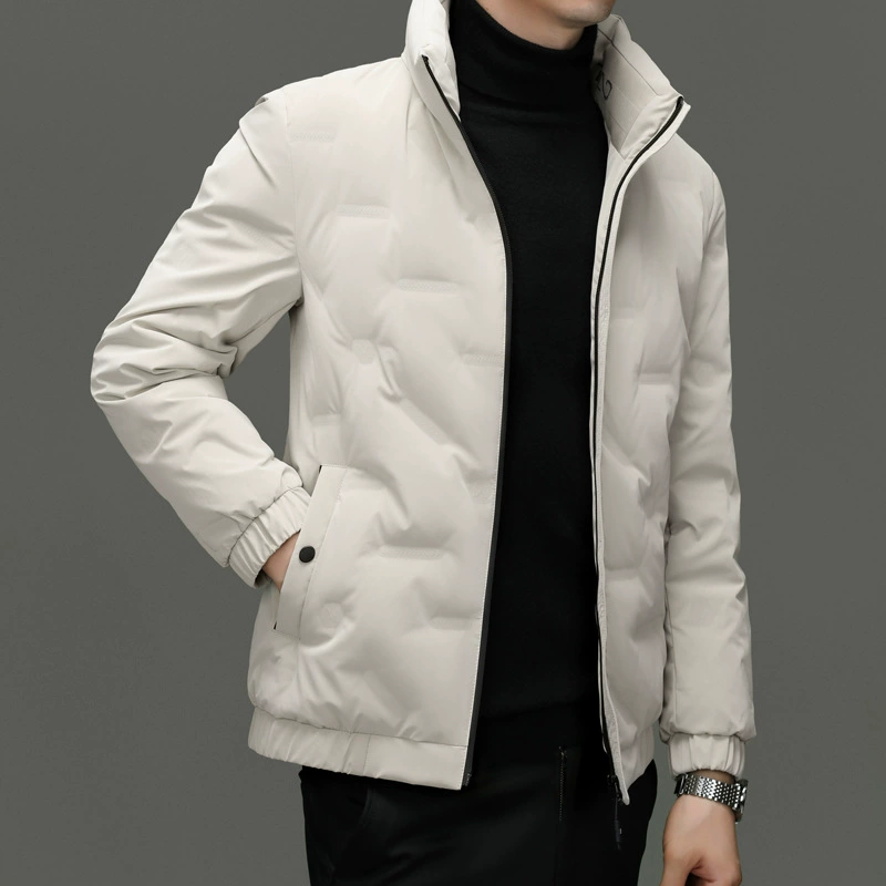 Мужская новая осенне-зимняя модная повседневная и морозостойкая универсальная куртка с тиснением и воротником-стойкой, пуховик, модный мужской