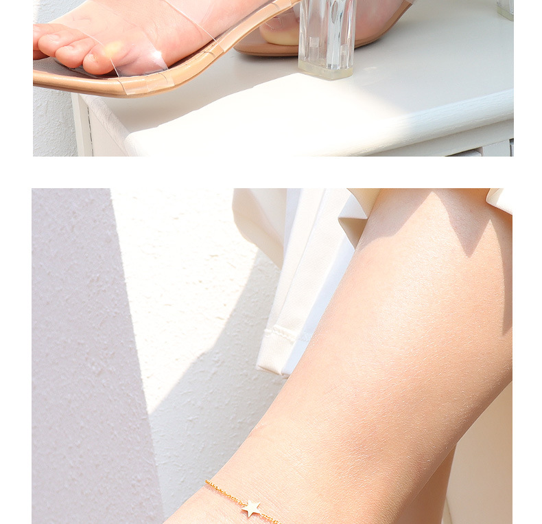 Wedding, Travel Occasion Fashion Star 304 Stainless Steel Waterproof Non Tarnish No Inlaid PVD Coated Real Gold Plated 18K Gold Women'S Anklet