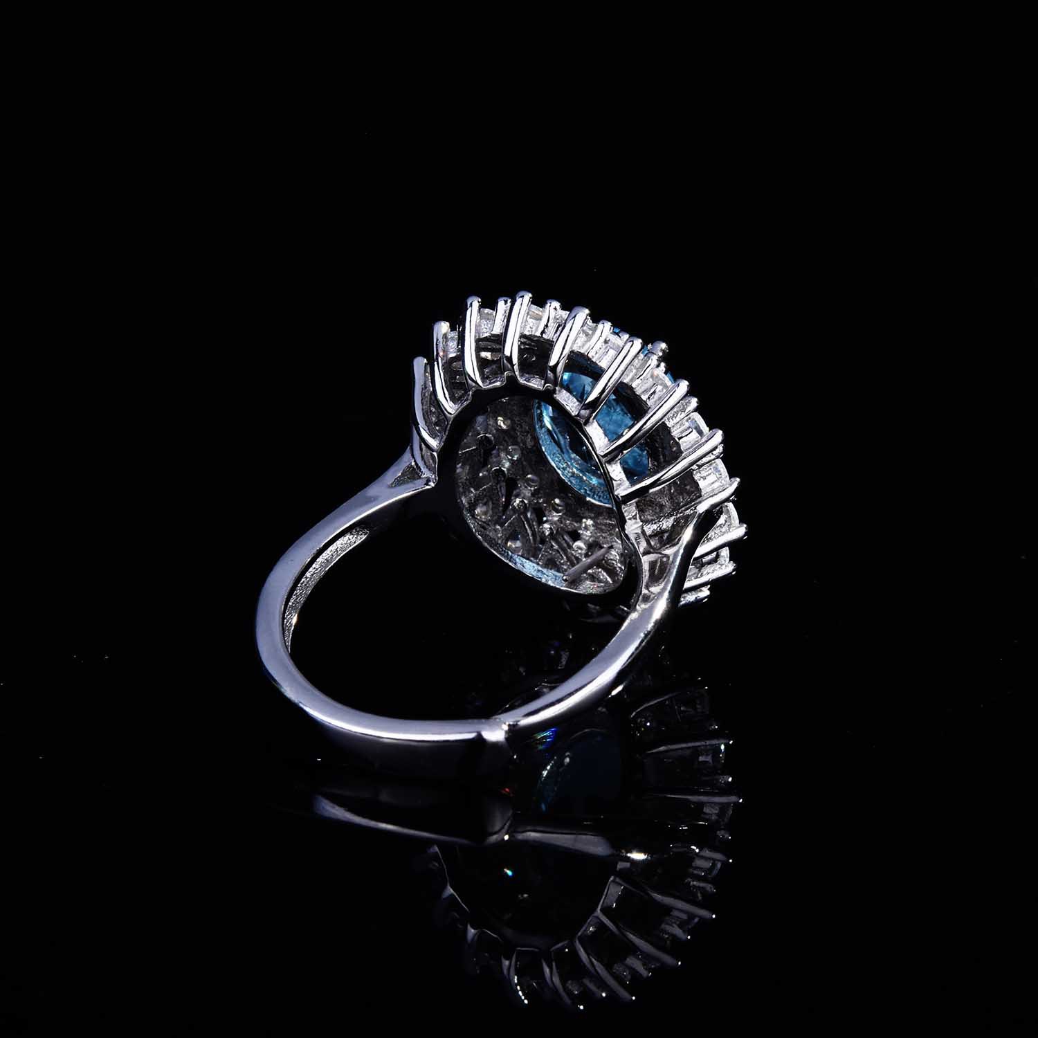 Nuevo Anillo De Topacio Natural Con Incrustaciones De Plata S925 Anillo De Topacio De Circón De Carbono display picture 6