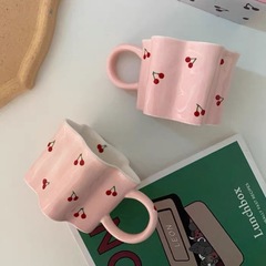 Pink Cherry Blossom Shaped Ceramic Mug for Girls' Heart Gift Cup