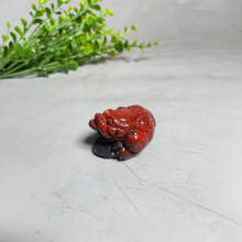 天然桂林鸡血玉雕原石鸿运当头招财金蟾吉祥装饰手把件送礼佳品