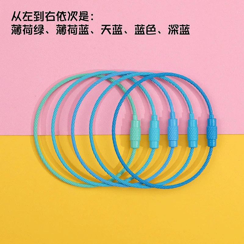 Steel Wire Key Ring Cable, Stainless Steel Keychain Loop, Multi-Color DIY Accessory