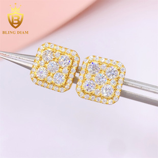 INS new hot selling S925 silver inlaid moissanite classic square earrings wholesale supply simple earrings