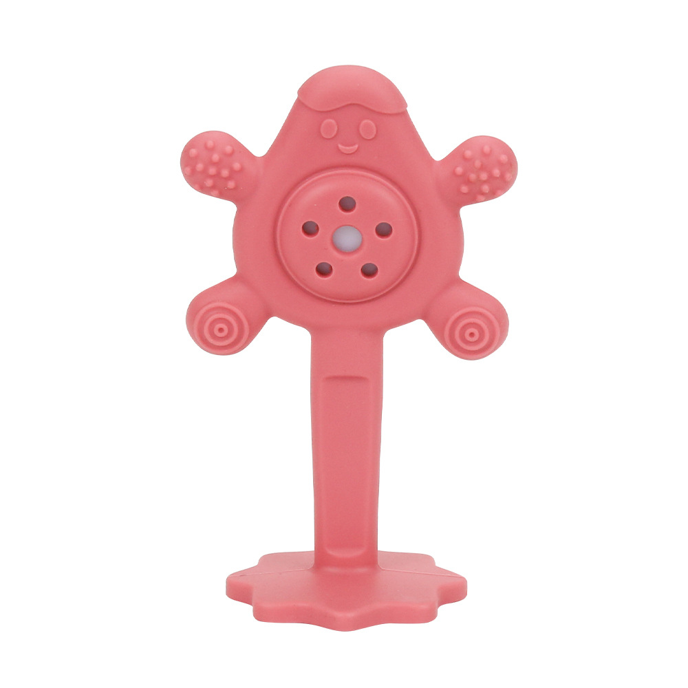 Avocado rattle teether-rose red