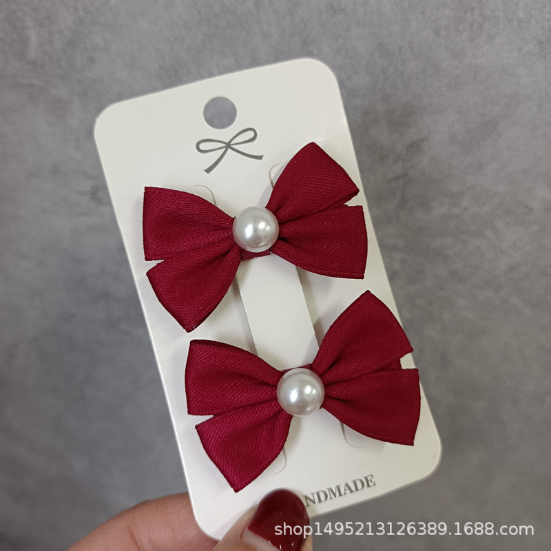 Cute children's burgundy small hairgrip pearl