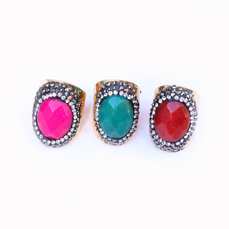 Ethnic Style Oval Natural Stone Open Ring display picture 6