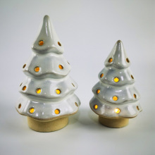 北欧陶瓷LED圣诞树圣诞屋创意简约欧美圣诞节家居装饰桌灯工艺品