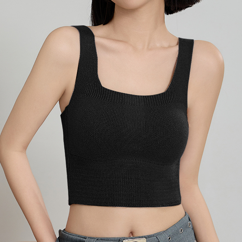 Chaleco térmico de mujer con almohadilla en el pecho Otoño e Invierno lana interior forrada de lana engrosada calefacción térmica inferior ropa interior superior