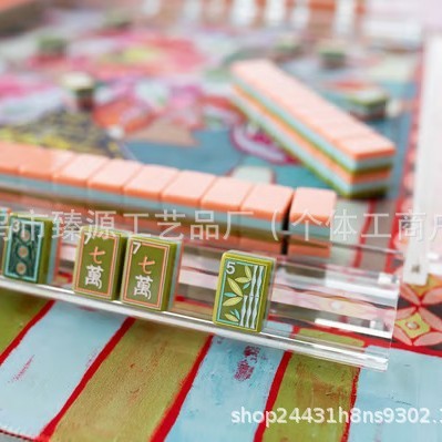 2025创意新款Hand-Painted Mahjong Tiles Set 手绘麻将牌|undefined