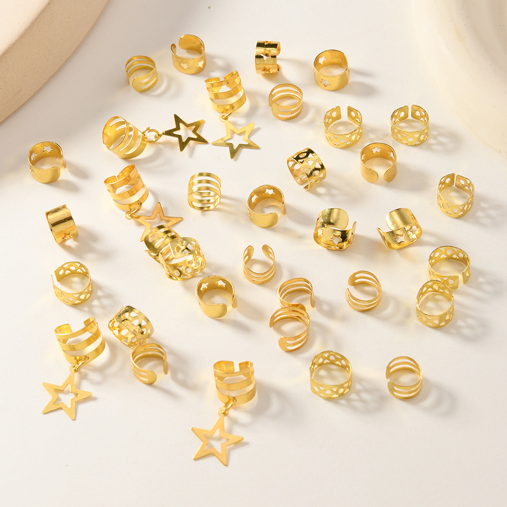 35 piezas de estrella personalizada, combinación de luna, nueva peluca transfronteriza, hebilla de cabello trenzada sucia, colgante, anillo para el cabello, clip decorativo de anillo de extensión para el cabello