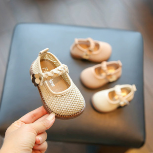 Dropshipping Baby Girl Mesh Cut Out Breathable Toddler Shoes 1-3 Years Old 2 Spring and Summer Soft-Soled Princess Shoes for Girls