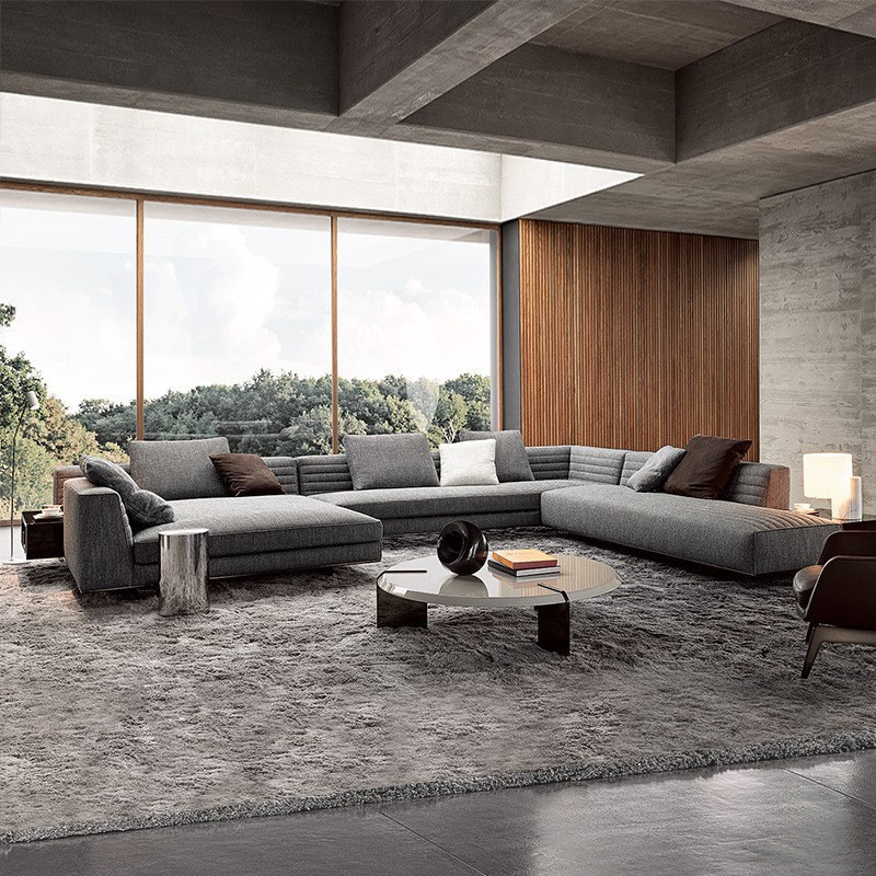 Italian Fabric Sofa Technology Cloth Living Room Roger Sofa Large-Sized Leather Sofa Large and Small-Sized Sofa Combination