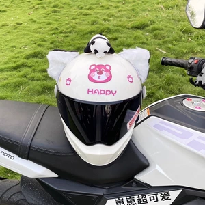 Cute White/Black Cat Ear Helmet Decoration Motorcycle Ski Helmet Accessory