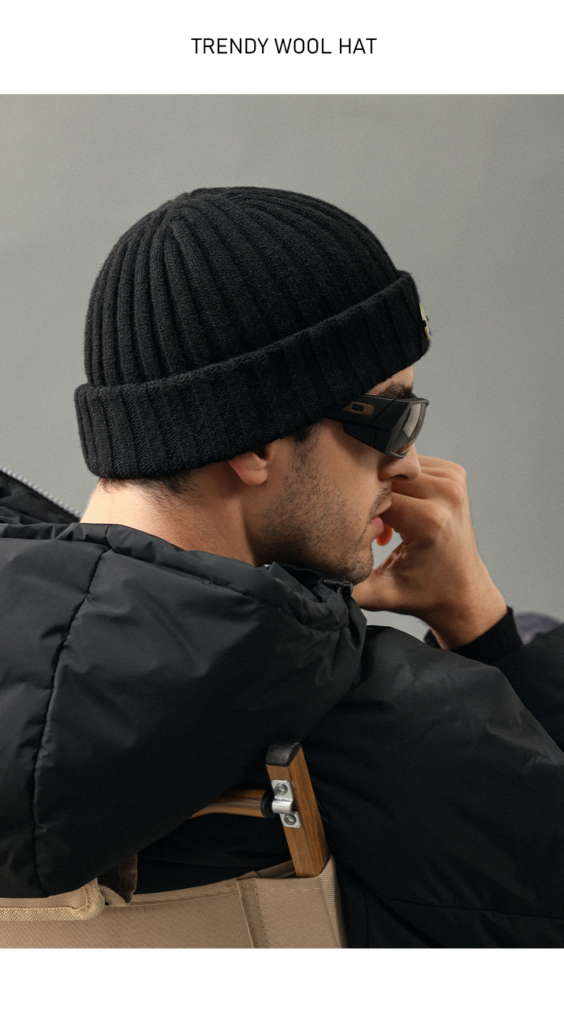 Wool Knitted Woolen Autumn Winter Sports Hoodie Warm and Versatile Big Head Waist Yapi Baotou Ear Protection Cold Hat_voghion.com