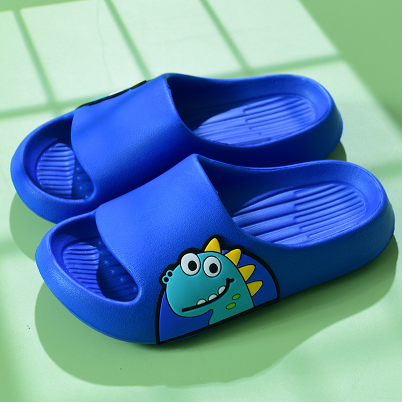 Pantuflas de dinosaurio para niños baño para niños baño interior antideslizante fondo suave bebé casa dibujos animados linda chica sandalias