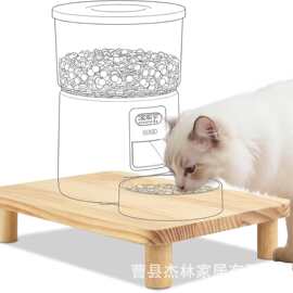 跨境木质猫碗架家用靠墙猫咪喂食器实木护颈多功能宠物喂食增高架