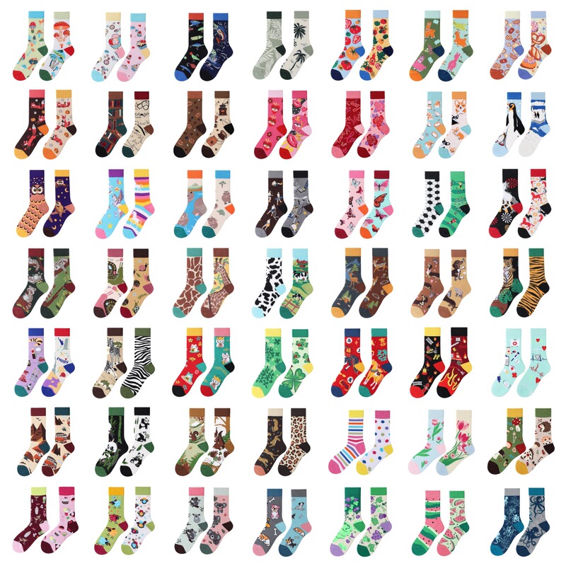 Cross-border AB couple's original fun combed cotton socks, summer breathable, odor-resistant, personalized mid-length socks Cross-border AB couple's original fun combed cotton socks, summer breathable, odor-resistant, personalized mid-length socks