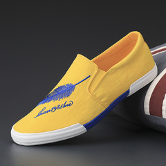 2024 spring new men's shoes Korean style embroidered trendy men's slip-on canvas shoes casual cloth shoes fashion sneakers