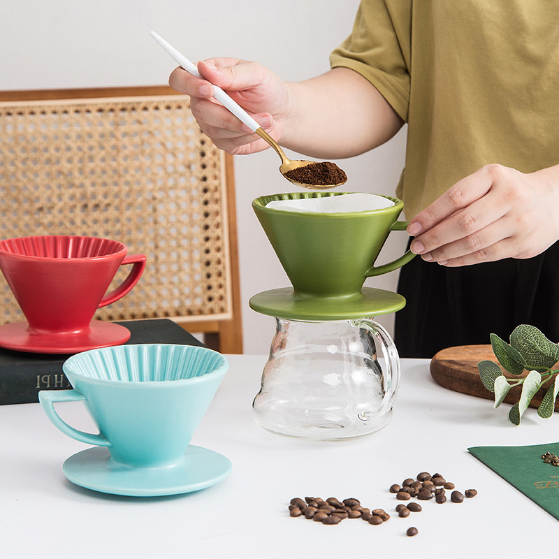 Hand-poured Multicolored Wax Starlight Coffee Dripper 2-4 Cup Ceramic Spiral Pattern Pour-over Coffee Filter