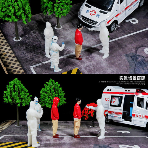 1:32 Simulation Anti-epidemic Figure Desk Office Mini Car Toy Scene Figure Model Collectible Ornament Iron Box Packaging