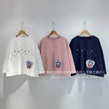 卡通刺绣新款日系休闲时尚百搭短款套头T恤
