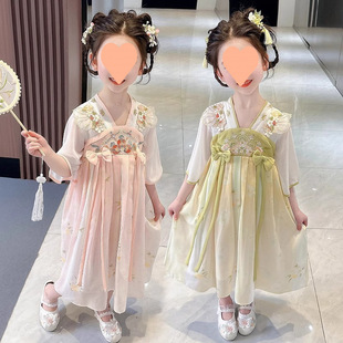 Children's Han Dynasty Summer Super Fairy Costume Girls 2025 New Style Girls Ancient Style Tang Suit Princess Skirt Summer Kidsren's Clothing Skirt