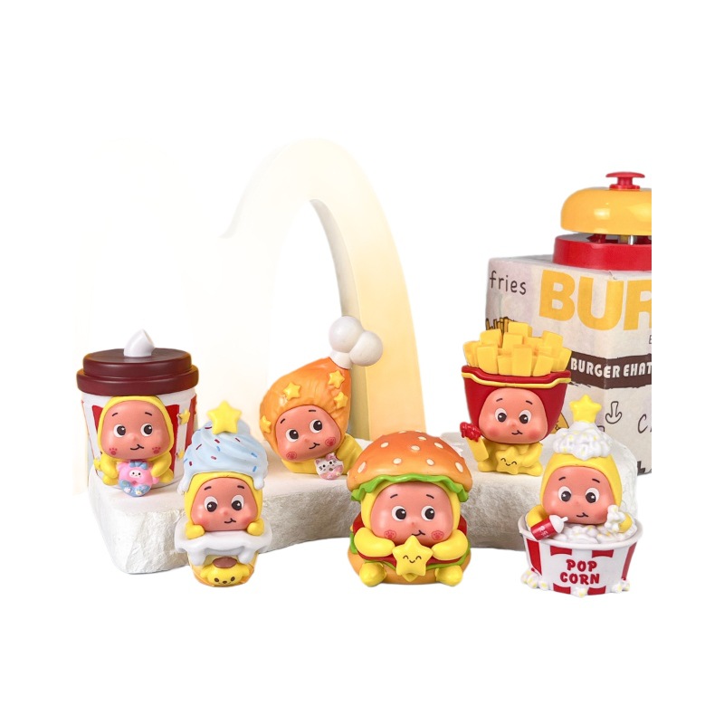 별사람 햄버거 감자튀김 블라인드 박스 PVC 미니 피규어 6종 세트 약 4cm