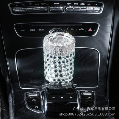 Car ashtray with Led Light, Car Ashtray - silver-diamond
